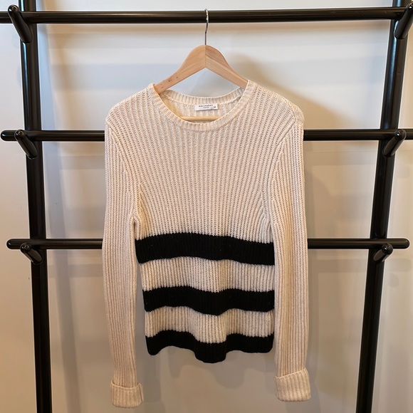Equipment size S ivory and black stripe wool sweater - Picture 1 of 4